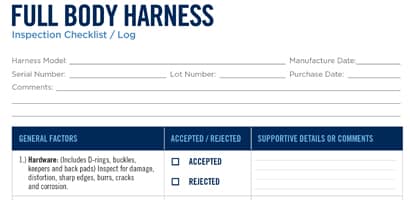 Image of fall protection inspection checklist
